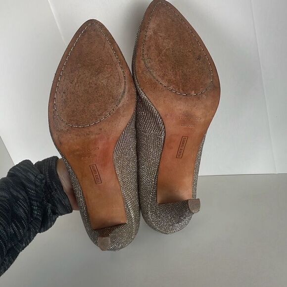 Vince Camuto Kadri Silver Sparkle Fabric Pumps Heels 8.5 - Picture 5 of 13